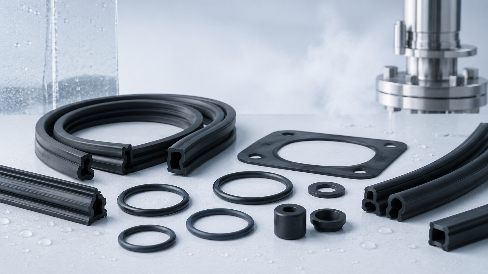EPDM rubber profiles, gaskets and O-rings in steam environment.