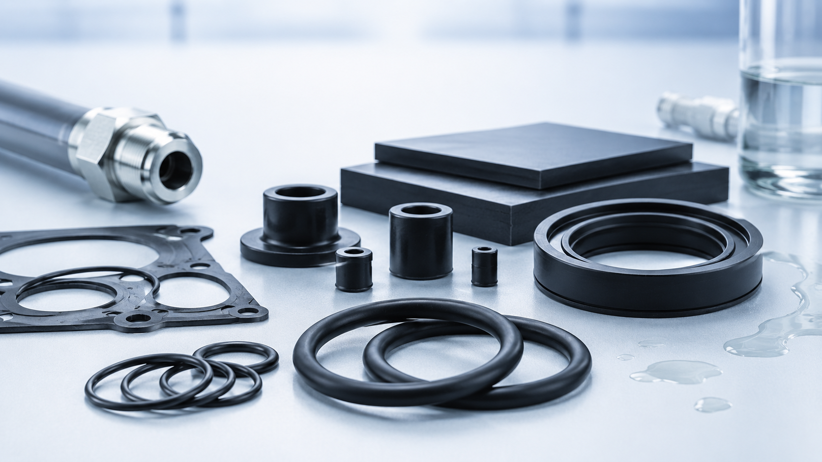 NBR rubber O-rings, gaskets, sheets and profiles.